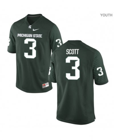 Youth Michigan State Spartans NCAA #3 LJ Scott Green Authentic Nike Stitched College Football Jersey BO32Q82FV